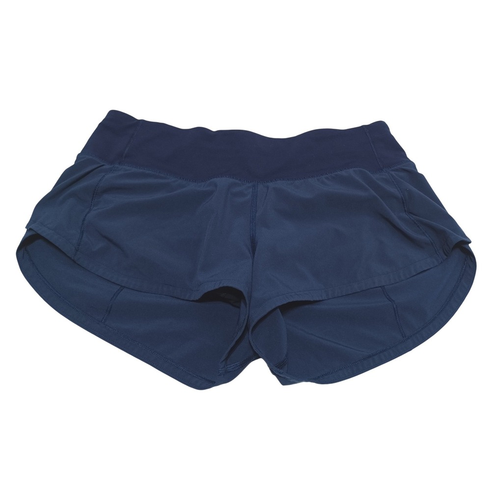 Lululemon Womens 4 Speed Up Low Rise Lined Running Shorts Navy 2.5" Athleisure